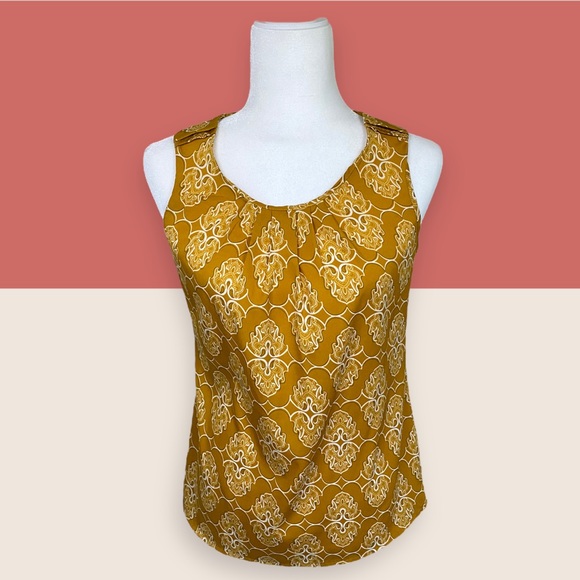 💛 BANANA REPUBLIC MUSTARD YELLOW PRINT TANK SZ S - Picture 2 of 5